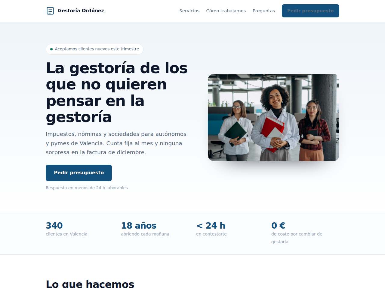 Captura del ejemplo: Web de empresa
